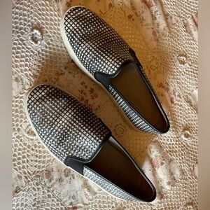 Vince Blair black and white check slip on